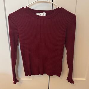 H&M Ribbed Long Sleeve Top - Wine